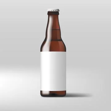 Realistic Clear Beer Bottle With White Label Stock Illustration