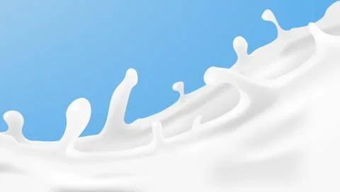 Realistic Clear Milk Splash Template For Advertising Stock Illustration