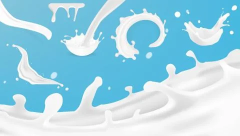 Realistic Clear Milk Splash Template For Advertising 库存插图