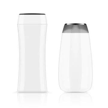Realistic Clear Shampoo Bottle Pack. Cosmetic Brand Template 库存插图