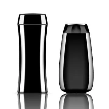 Realistic Clear Shampoo Bottle Pack. Cosmetic Brand Template Illustrazione stock