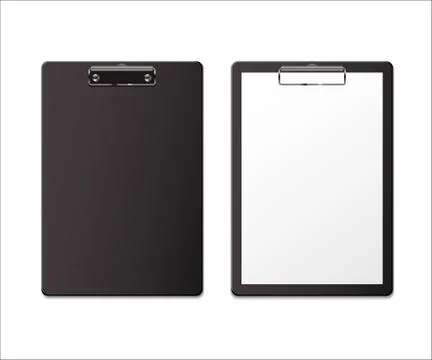 Realistic clipboard set. Vector empty clipboard and clipboard with paper. Stock Illustration