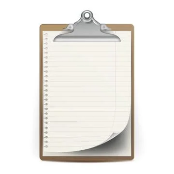 Realistic Clipboard Vector. A4 Size. Top View. Isolated Illustration Stock Illustration