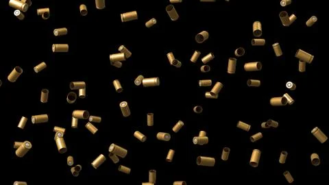 Realistic close up the flying golden shells of bullets 库存插图