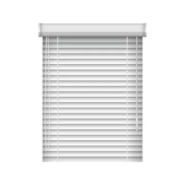 Realistic closed window blinds. Horizontal plastic window shutters. Vector Illustration