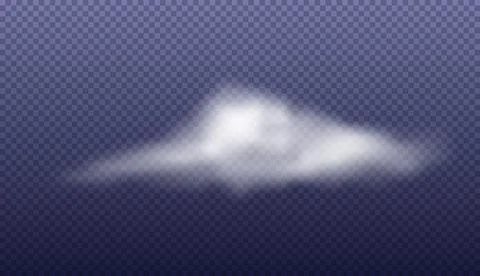 Realistic cloud. Fog isolated element. 3d smoke texture, fluffy cloudscape. W Illustrazione stock