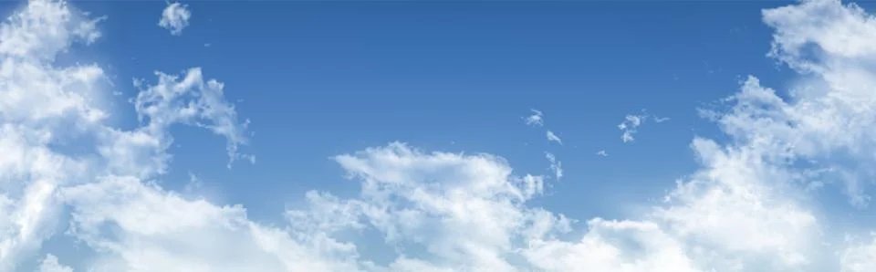 Realistic cloud formations on bright blue sky Illustration