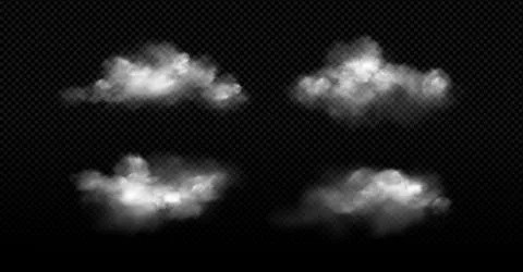 Realistic cloud formations on transparent bg Stock Illustration