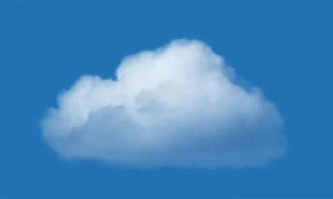 Realistic cloud over blue sky background. Vector illustration. イラスト素材