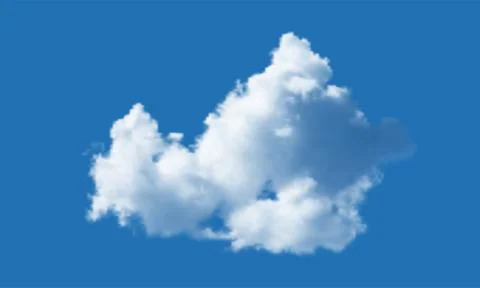 Realistic cloud over blue sky background. Vector illustration. Stock Illustration
