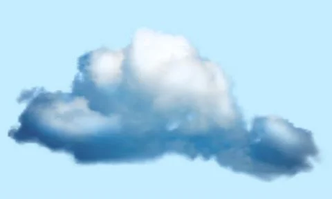 Realistic cloud over transparent background. Vector illustration. Ilustração Stock