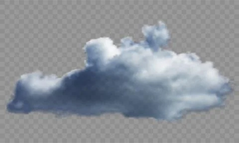 Realistic cloud over transparent background. Vector illustration. Stock Illustration