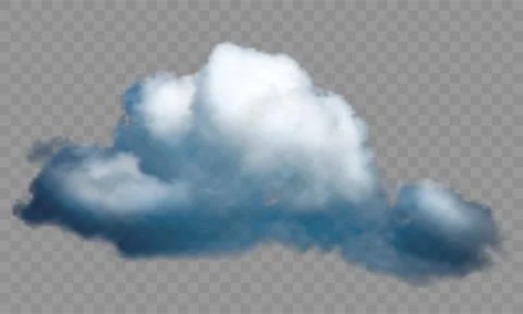 Realistic cloud over transparent background. Vector illustration. Ilustração Stock