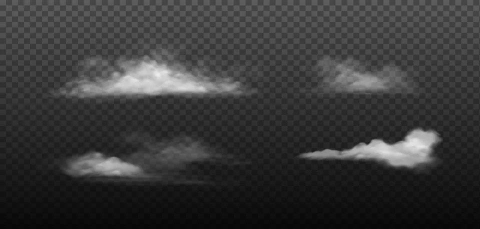 Realistic Cloud Set on Transparent Background Stock Illustration