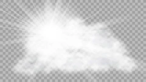 Realistic Cloud With Sun Flare On Transparent Background イラスト素材