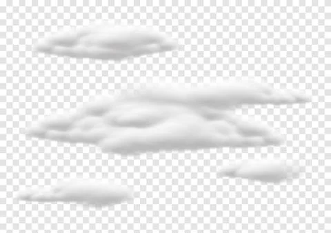 Realistic cloud vectors isolated on transparency background ep82 Stock Illustration
