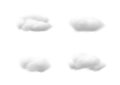 Realistic cloud vectors isolated on white background ep140 Stock Illustration
