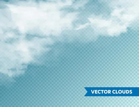 Realistic Clouds. Isolated Cloud on Blue Transparent Background. Sky Panorama Stock Illustration