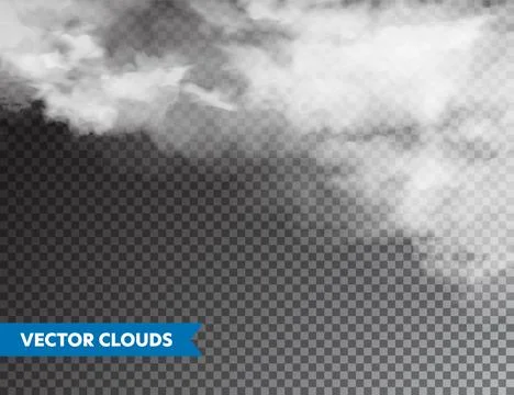 Realistic Clouds. Isolated Cloud on Transparent Background. Sky Panorama. Vector Stock Illustration