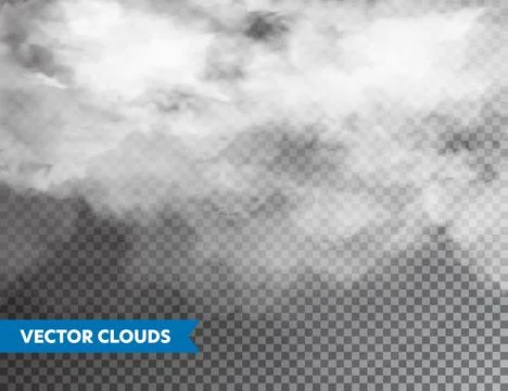 Realistic Clouds. Isolated Cloud on Transparent Background. Sky Panorama. Vector Illustrazione stock