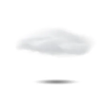 Realistic clouds with a shadow. Vector elements isolated on white background Illustrazione stock