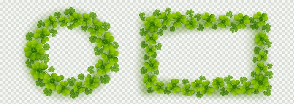 Realistic clover frames set on transparent Stock Illustration