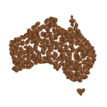 Realistic coffee beans form the map of Australia, vector illustration Illustrazione stock