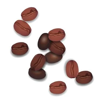 Realistic coffee beans on white background - Vector 스톡 일러스트