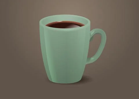 Realistic coffee in cup hot americano drink horizontal Stock Illustration
