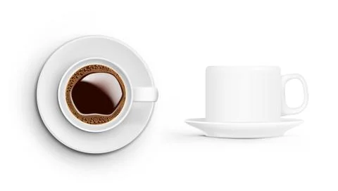 Realistic Coffee Cup On White Background. Top And Side View 库存插图