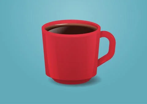 Realistic coffee in red cup hot americano drink Stock Illustration