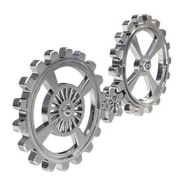 Realistic Cogwheels - Chrome Stock Illustration