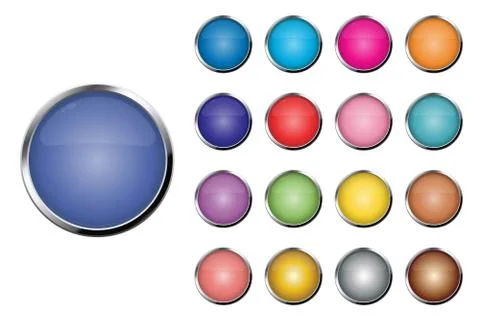 Realistic colored buttons vector illustration isolated on white Stock Illustration