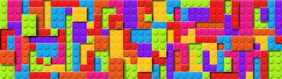 Realistic colored plastik constructor background with shadows. Play and build Stock Illustration
