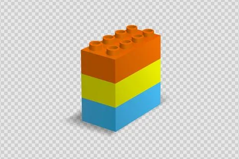 Realistic colored plastik constructor parts isolated on transparent background. Stock Illustration