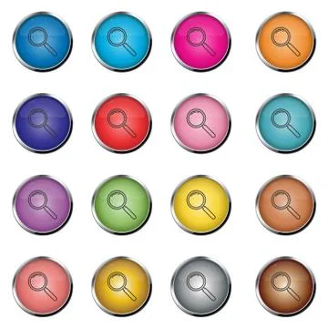 Realistic colored search buttons Stock Illustration