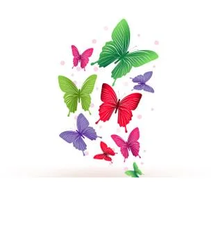 Realistic Colorful Butterflies for Spring Elements Stock Illustration