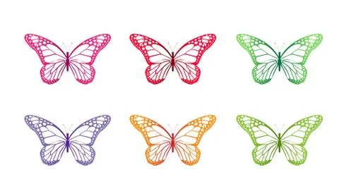 Realistic Colorful Butterflies for Spring Elements Stock Illustration