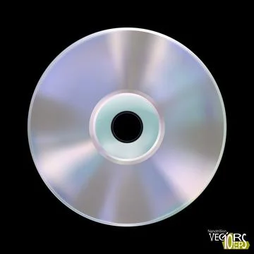Realistic compact disk or laser disc, isolated on black background. CD mockup Stock-Illustration