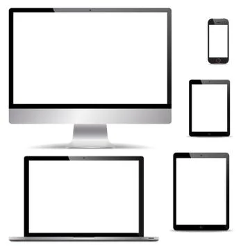 Realistic Computer Collection 스톡 일러스트