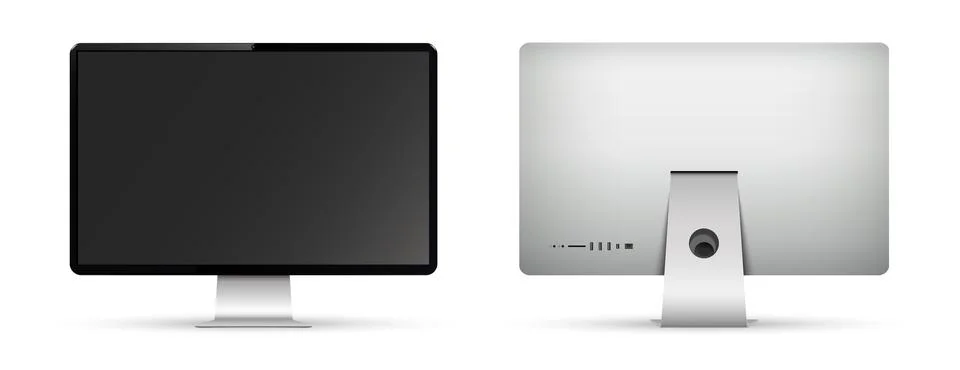 Realistic computer display front and back side Illustrazione stock