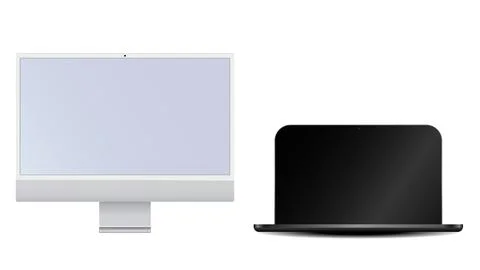 Realistic computer display. Screen computer monitor. Screen with black screen Stock Illustration