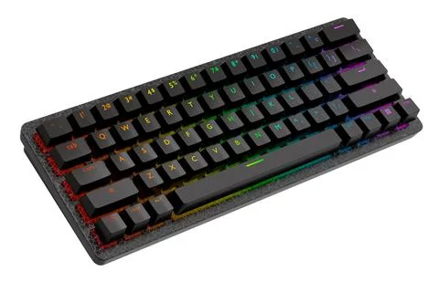 Realistic computer keyboard with black chrome texture isolated on white Stock Illustration