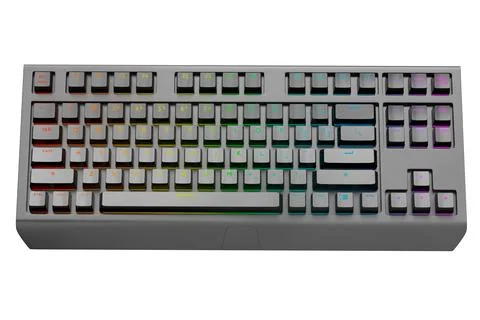 Realistic computer keyboard with black chrome texture isolated on white Stock Illustration