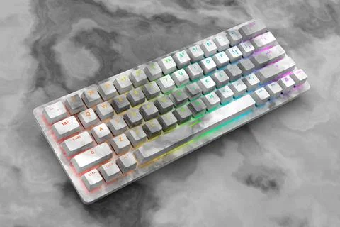 Realistic computer keyboard with black marble texture isolated on dark Stock Illustration