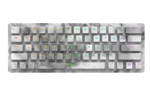 Realistic computer keyboard with black marble texture isolated on white Stock Illustration
