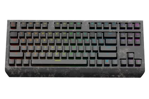 Realistic computer keyboard with black marble texture isolated on white Stock Illustration