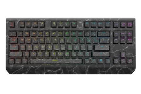 Realistic computer keyboard with black marble texture isolated on white Stock Illustration