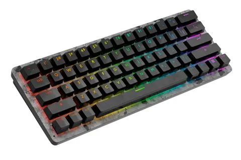 Realistic computer keyboard with black marble texture isolated on white Stock Illustration