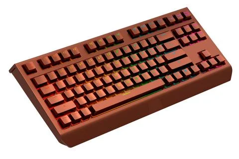 Realistic computer keyboard with copper chrome texture isolated on white Stock Illustration